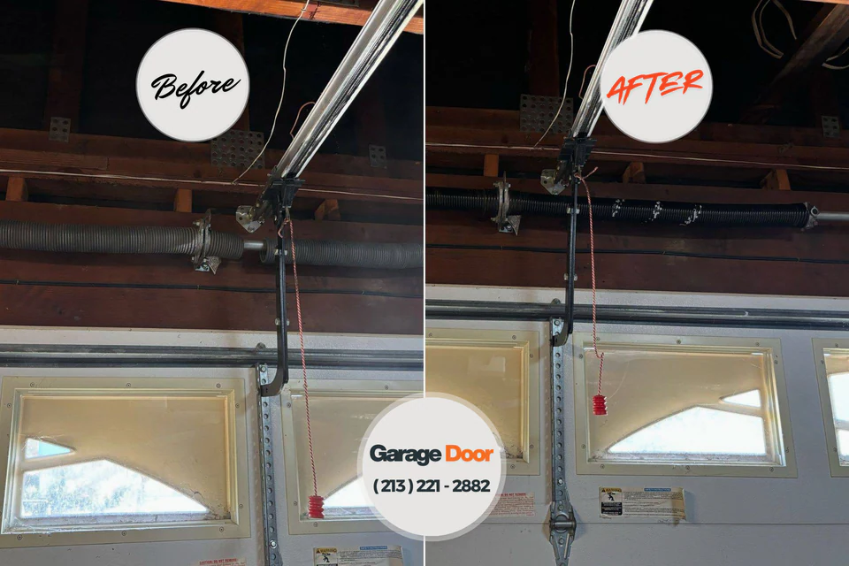 Before and after: garage door repair Ridgecrest, LA